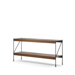 Audo Copenhagen Módulo de estantería Zet, Oak dark stained, 1x2, black steel base Beige