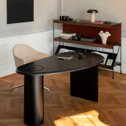 Audo Copenhagen Módulo de estantería Zet, Oak dark stained, 1x2, black steel base Beige