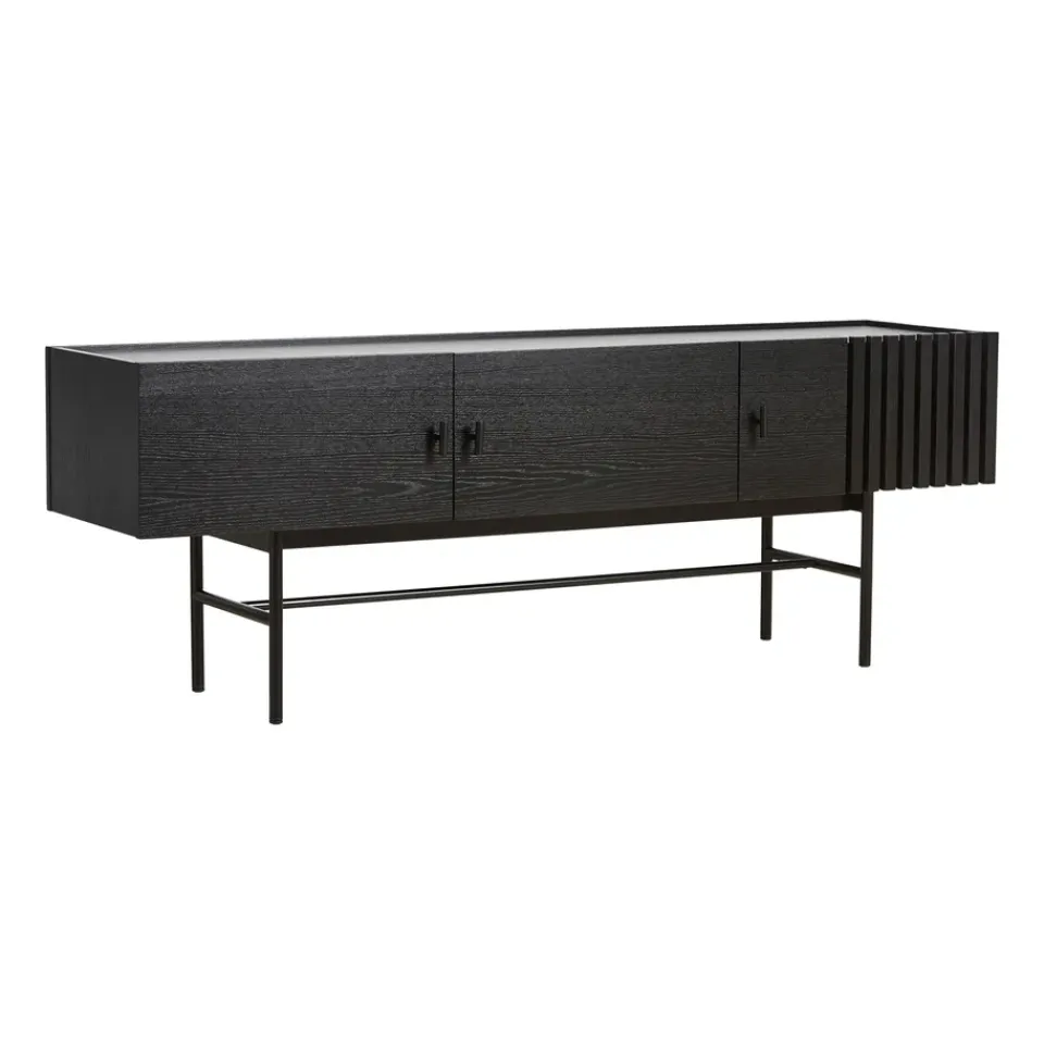 Online Woud Mesa auxiliar Array baja, 150 cm, Roble pintado Negro