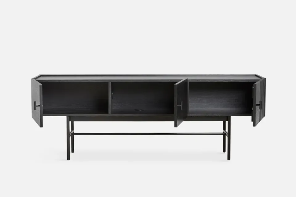 Online Woud Mesa auxiliar Array baja, 150 cm, Roble pintado Negro