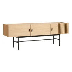 Woud Mesa auxiliar Array baja, 150 cm, Roble pigmentado blanco BeigeNegro
