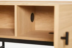 Woud Mesa auxiliar Array baja, 150 cm, Roble pigmentado blanco BeigeNegro