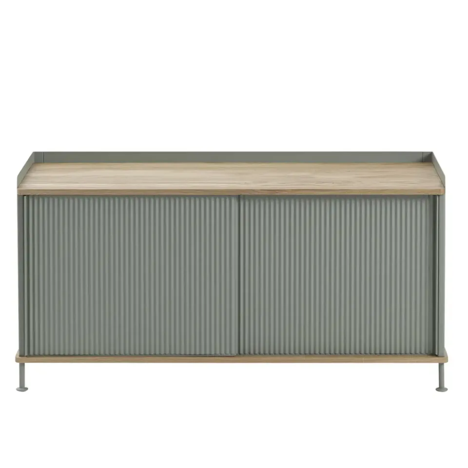 Clearance Muuto Mesa auxiliar Enfold baja 125x45x63 cm, Oak-Dusty green MarrónVerde