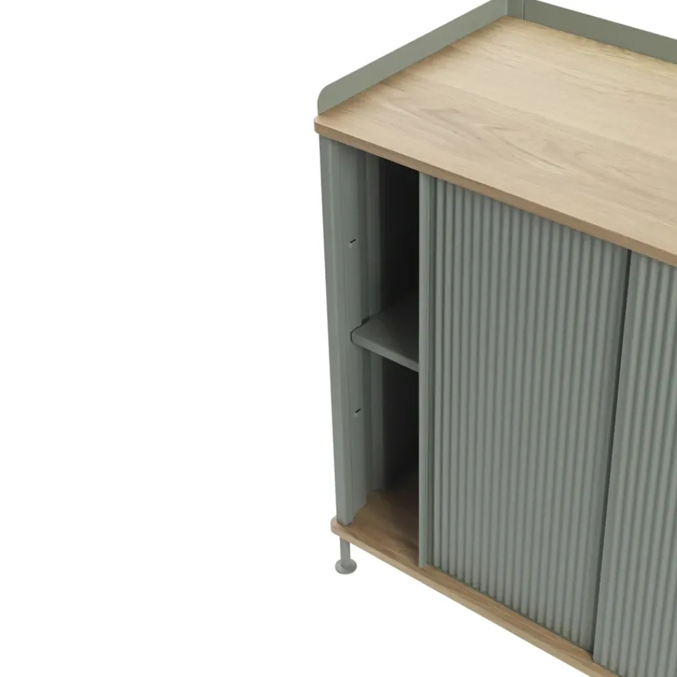 Clearance Muuto Mesa auxiliar Enfold baja 125x45x63 cm, Oak-Dusty green MarrónVerde