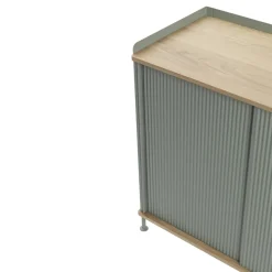 Clearance Muuto Mesa auxiliar Enfold baja 125x45x63 cm, Oak-Dusty green MarrónVerde