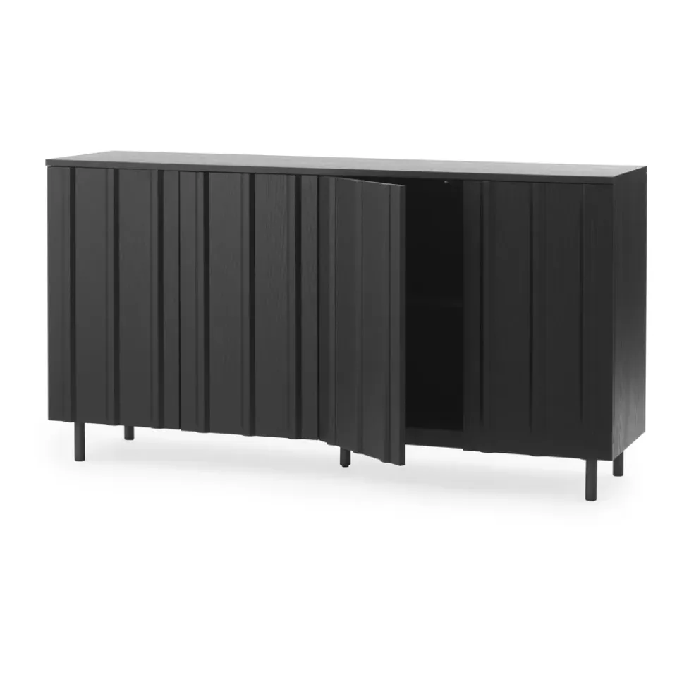 Sale Normann Copenhagen Mesa auxiliar Rib 45x159 cm, Soft Black Negro