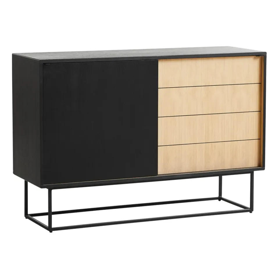 Woud Mesa auxiliar Virka, alto 120 cm, Negro - roble NegroBeige