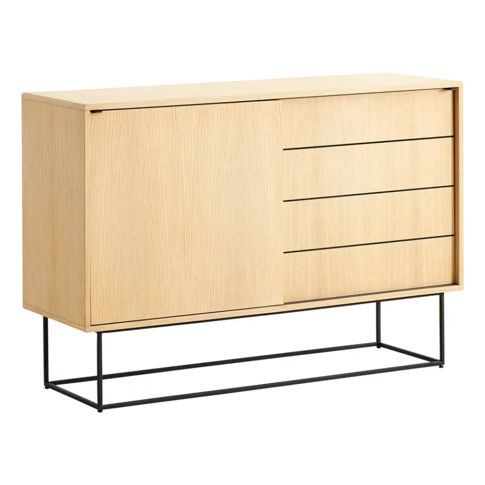 Clearance Woud Mesa auxiliar Virka, alto 120 cm, Roble Beige