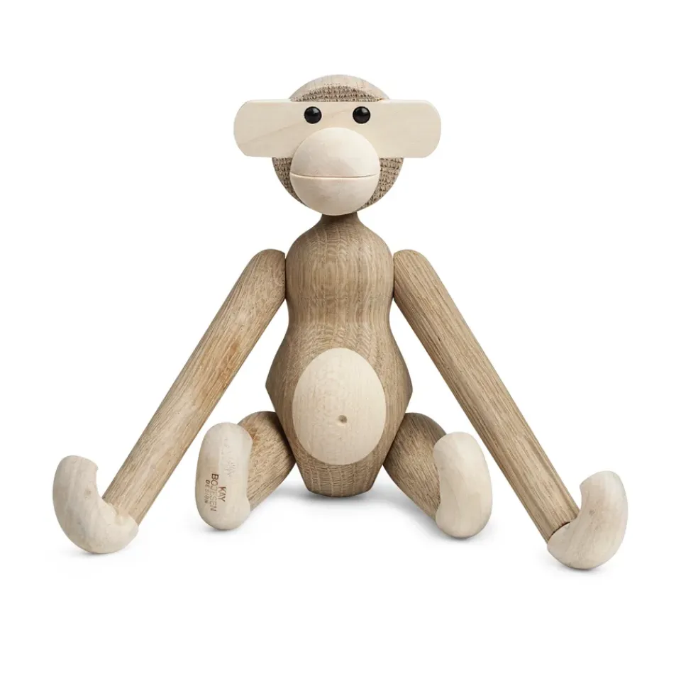 Outlet Kay Bojesen Denmark Mono de madera pequeño, roble sin tratar y arce BeigeMarrón
