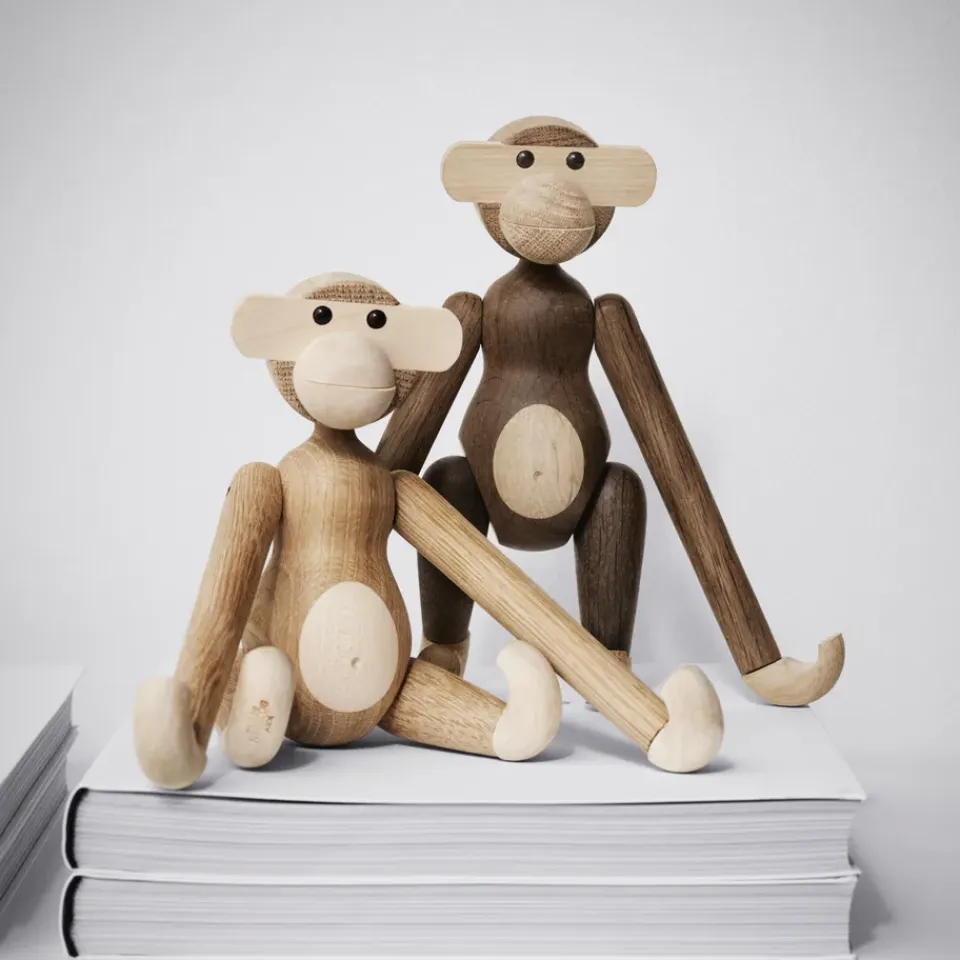 Outlet Kay Bojesen Denmark Mono de madera pequeño, roble sin tratar y arce BeigeMarrón