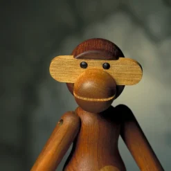 New Kay Bojesen Denmark Mono de madera pequeño, teca-madera de limba 20 cm Marrón