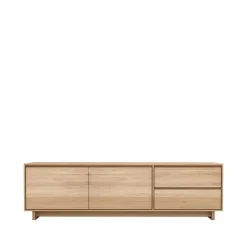 Ethnicraft Mueble multimedia Wave 60x210 cm, Roble con aceite duro encerado Beige