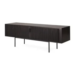 Best Ethnicraft Mueble para TV Roller Max, Lackad teak--2 puertas Negro