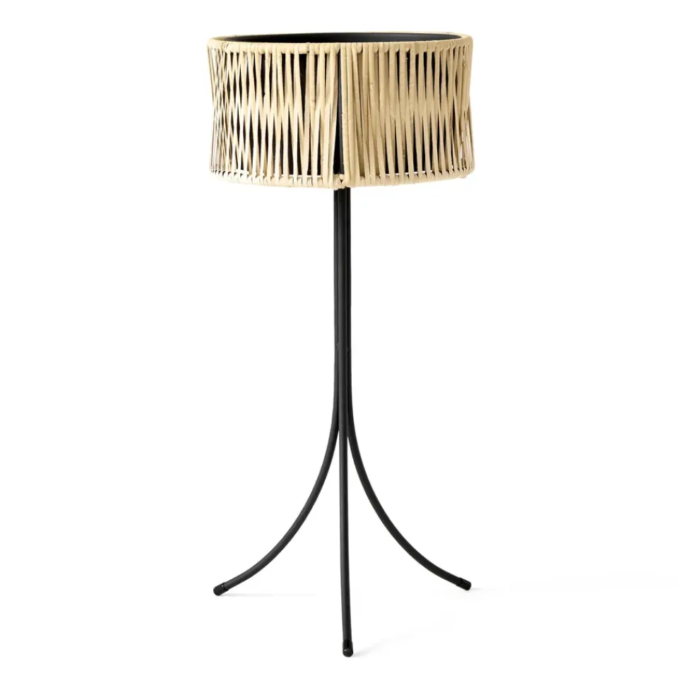 Sale Audo Copenhagen Pedestal para plantas Umanoff ratán-acero, h69 cm Ø36,5 cm Beige