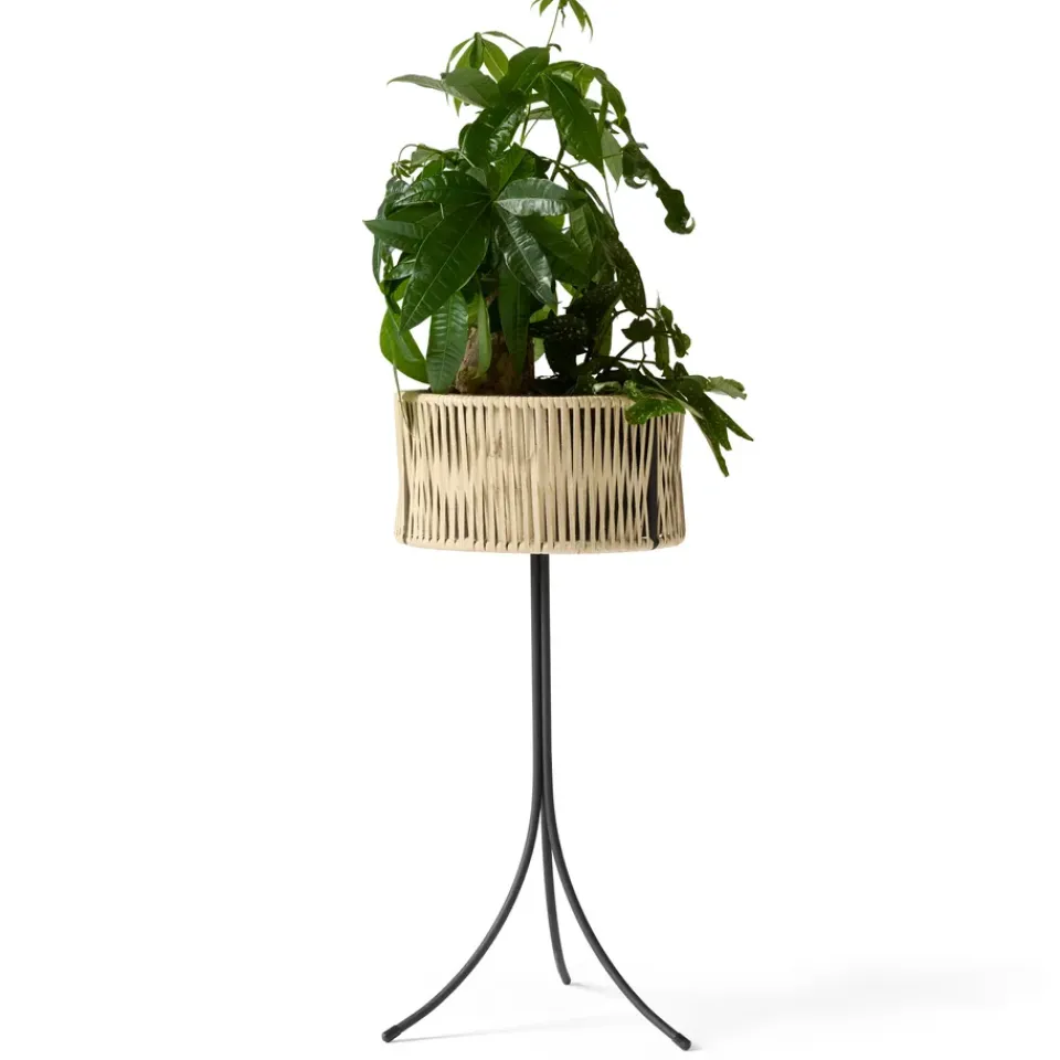 Sale Audo Copenhagen Pedestal para plantas Umanoff ratán-acero, h69 cm Ø36,5 cm Beige