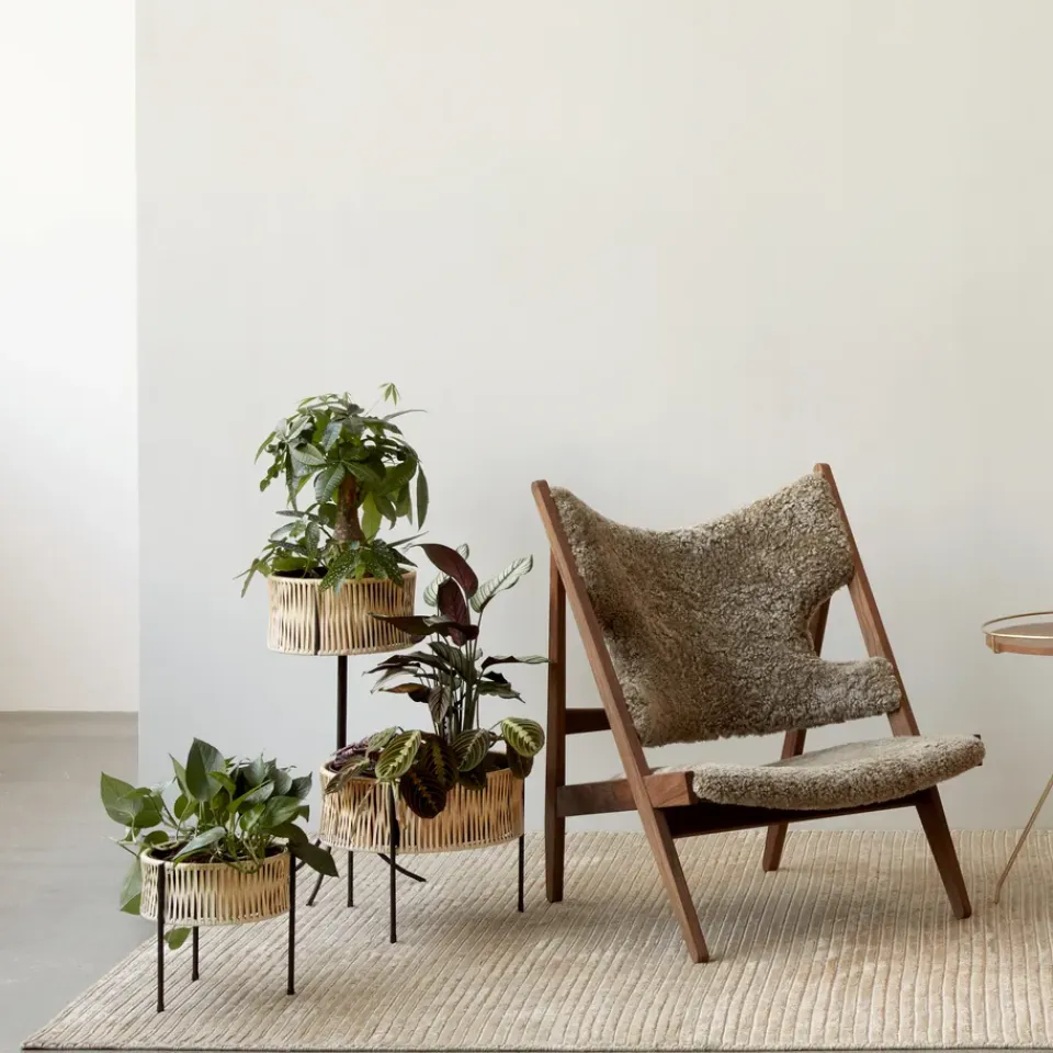 Online Audo Copenhagen Pedestal para plantas Umanoff ratán-acero, h27 cm Ø27 cm Beige