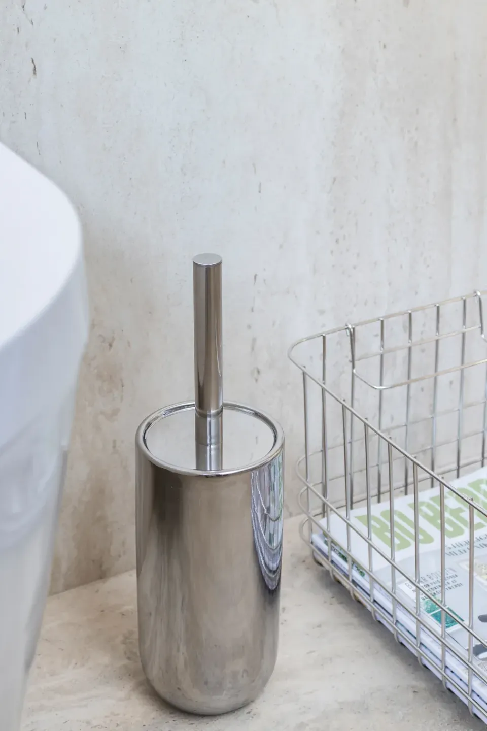 New Mette Ditmer Portaescobillas baño Lotus, Chrome Plateado