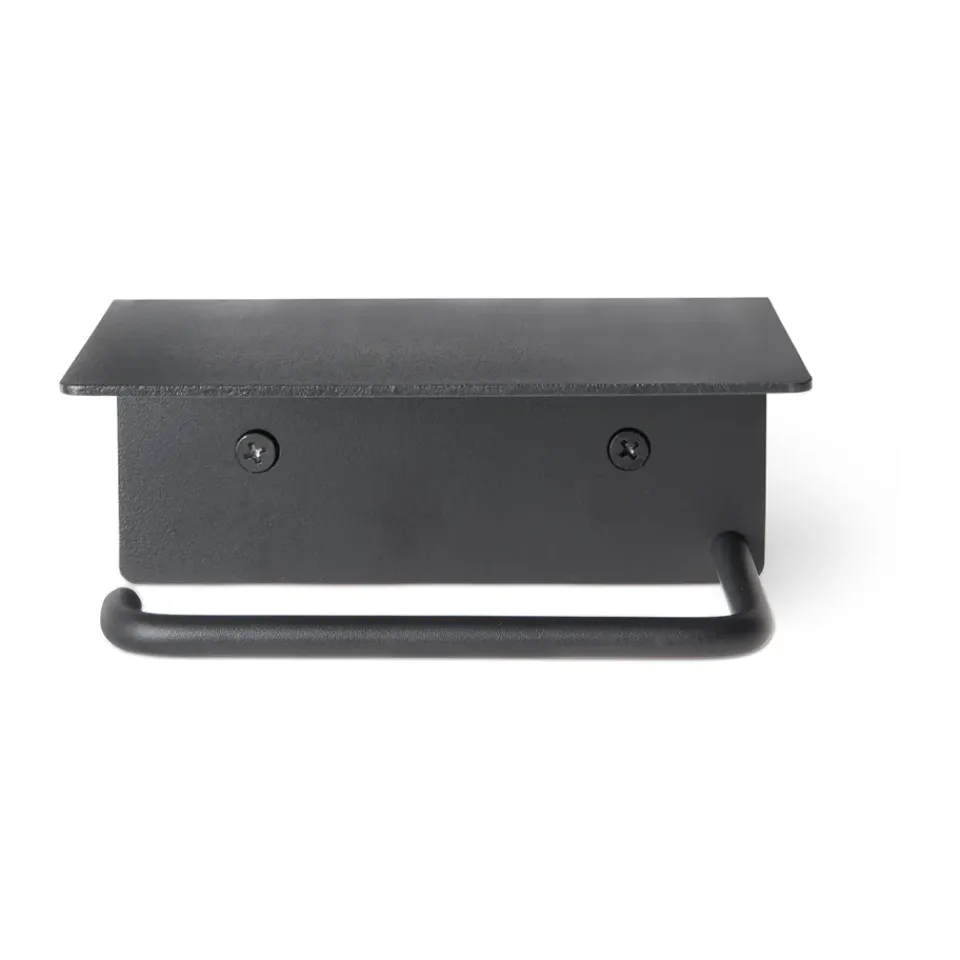 Best Ferm Living Portarrollos para papel higiénico Dora con estante, Black Negro
