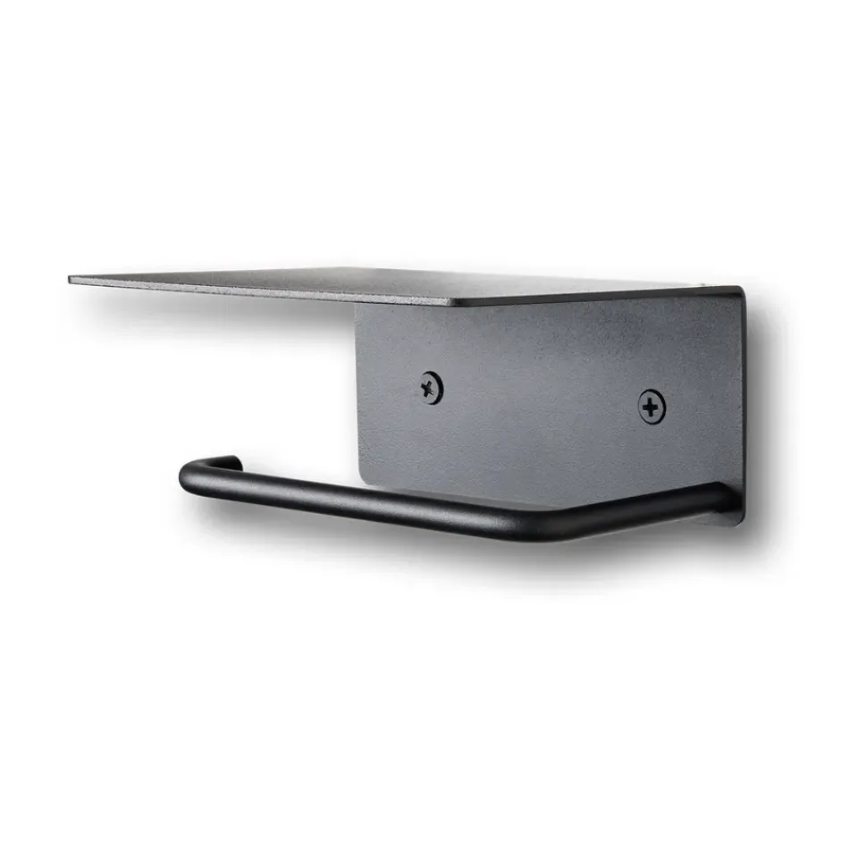 Best Ferm Living Portarrollos para papel higiénico Dora con estante, Black Negro