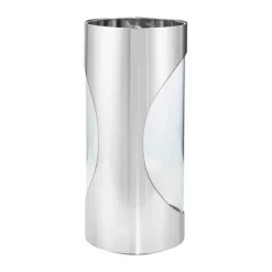 Georg Jensen Portavelas Chrome contours hurricane 28 cm, Acero inoxidable Plateado