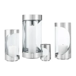Georg Jensen Portavelas Chrome contours hurricane 28 cm, Acero inoxidable Plateado