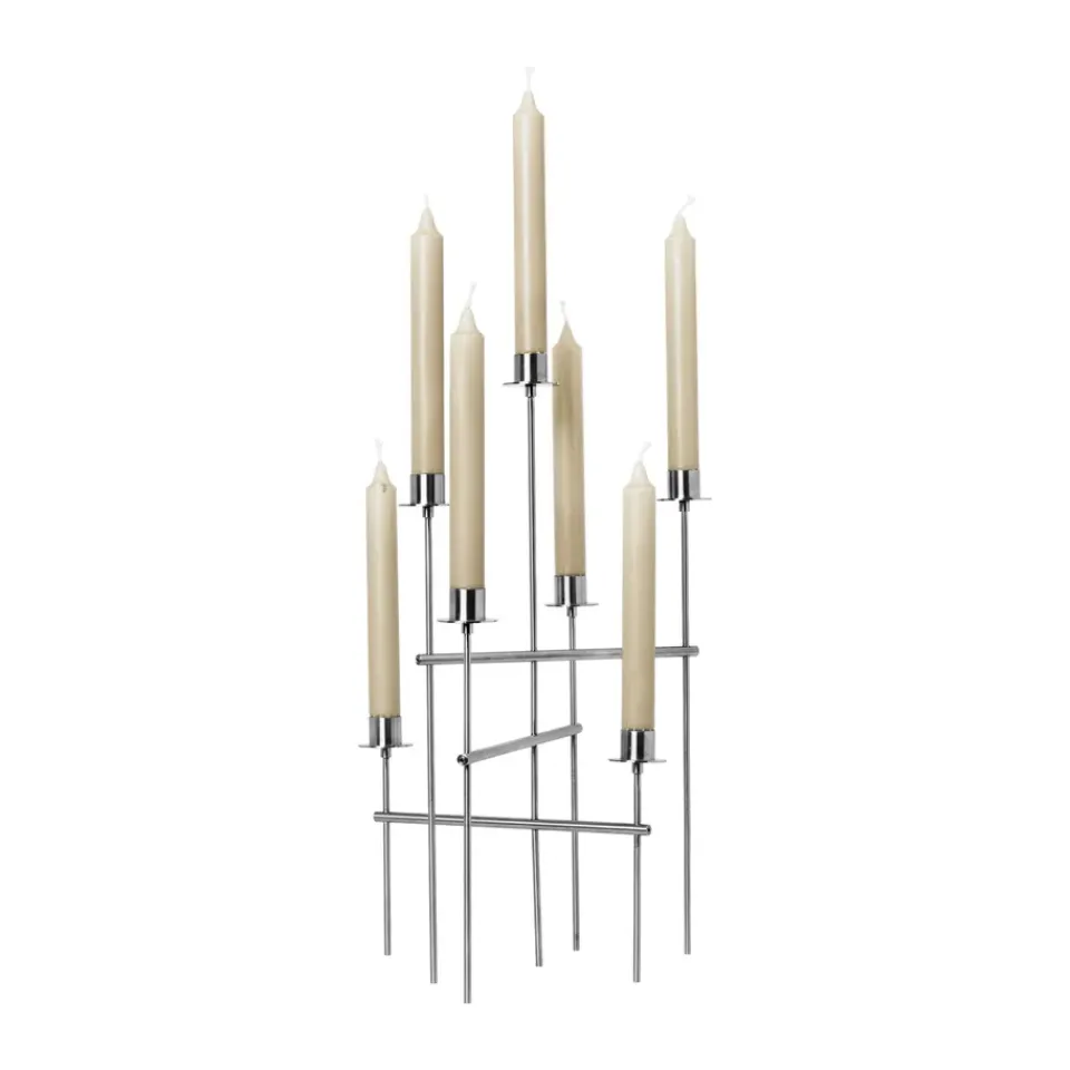 Ferm Living Portavelas Elysia, Brushed stainless steel Plateado