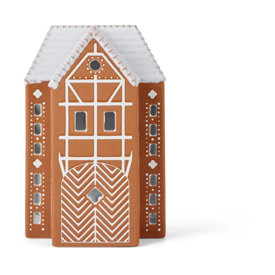 Kähler Portavelas Gingerbread grande 17 cm, Marrón