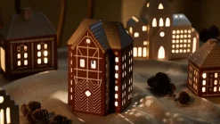 Kähler Portavelas Gingerbread grande 17 cm, Marrón