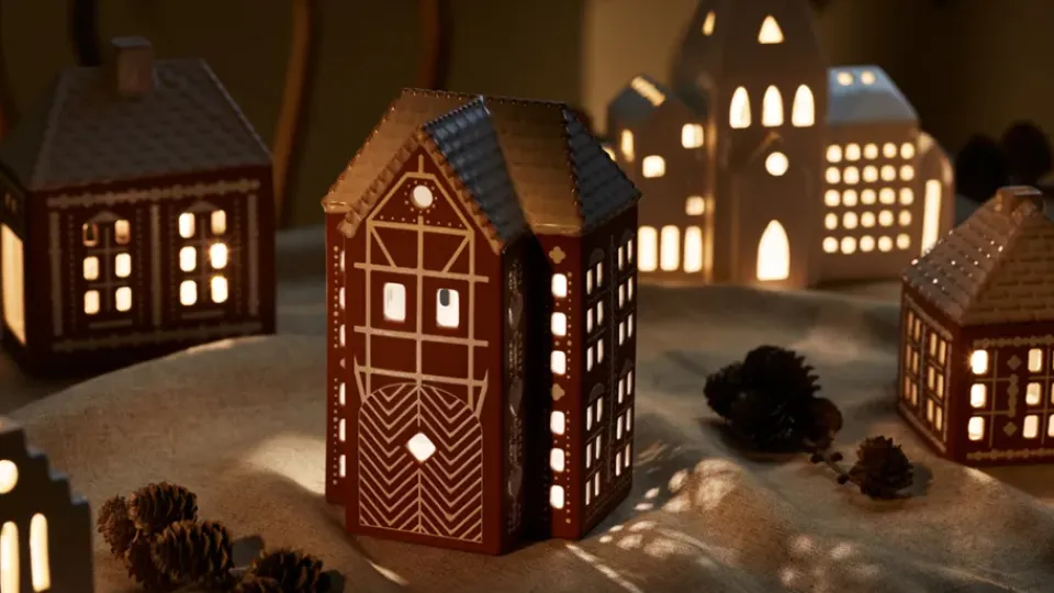 Kähler Portavelas Gingerbread grande 17 cm, Marrón
