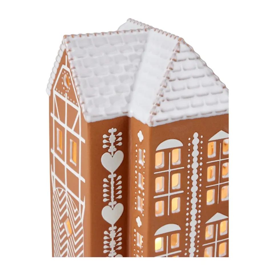 Kähler Portavelas Gingerbread grande 17 cm, Marrón