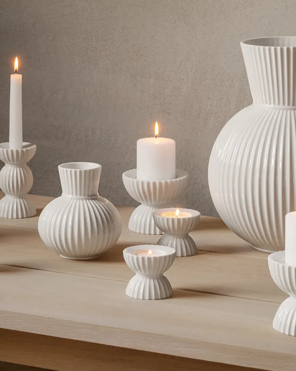 Best Lyngby Porcelæn Portavelas Lyngby Tura Ø8 cm, Blanco