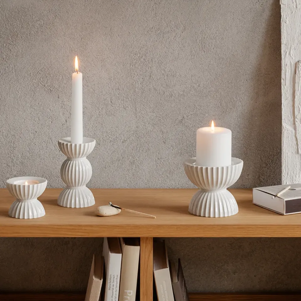 Best Lyngby Porcelæn Portavelas Lyngby Tura Ø8 cm, Blanco
