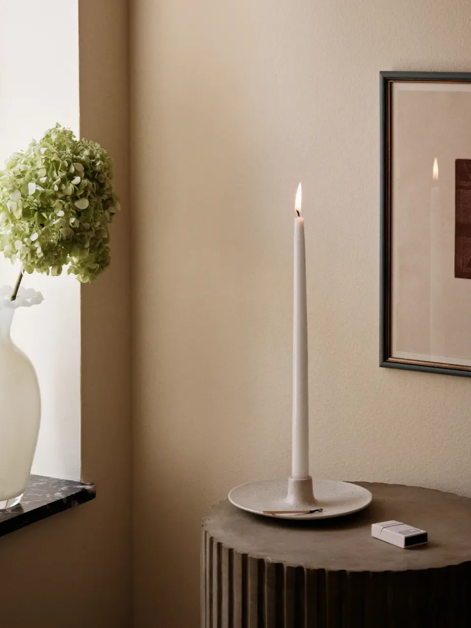 Discount Broste Copenhagen Portavelas Nordic Vanilla, Ø18 cm Blanco
