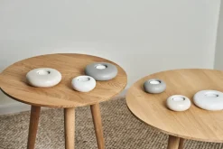 New Scandi Living Portavelas Stone Ø13 cm, Blanco