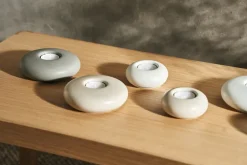 New Scandi Living Portavelas Stone Ø13 cm, Blanco