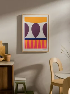 Online Design House Stockholm Póster Birds 1967, 50x70 cm, N.º 1 Naranja