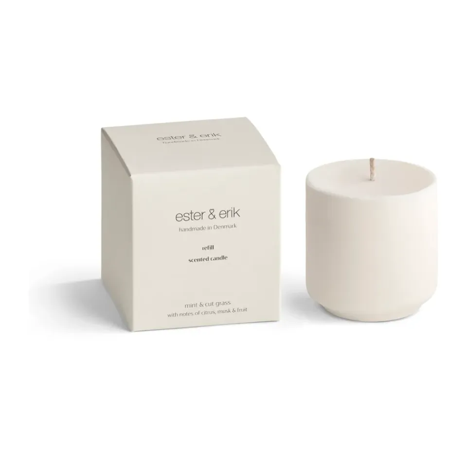 Online Ester & erik Recarga para vela aromática , Mint & cut grass Blanco