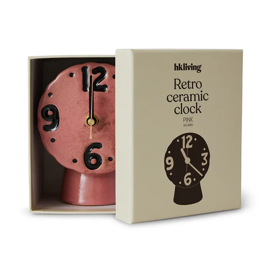 New HKliving Reloj de cerámica retro 16,2 cm, Pink Rosa