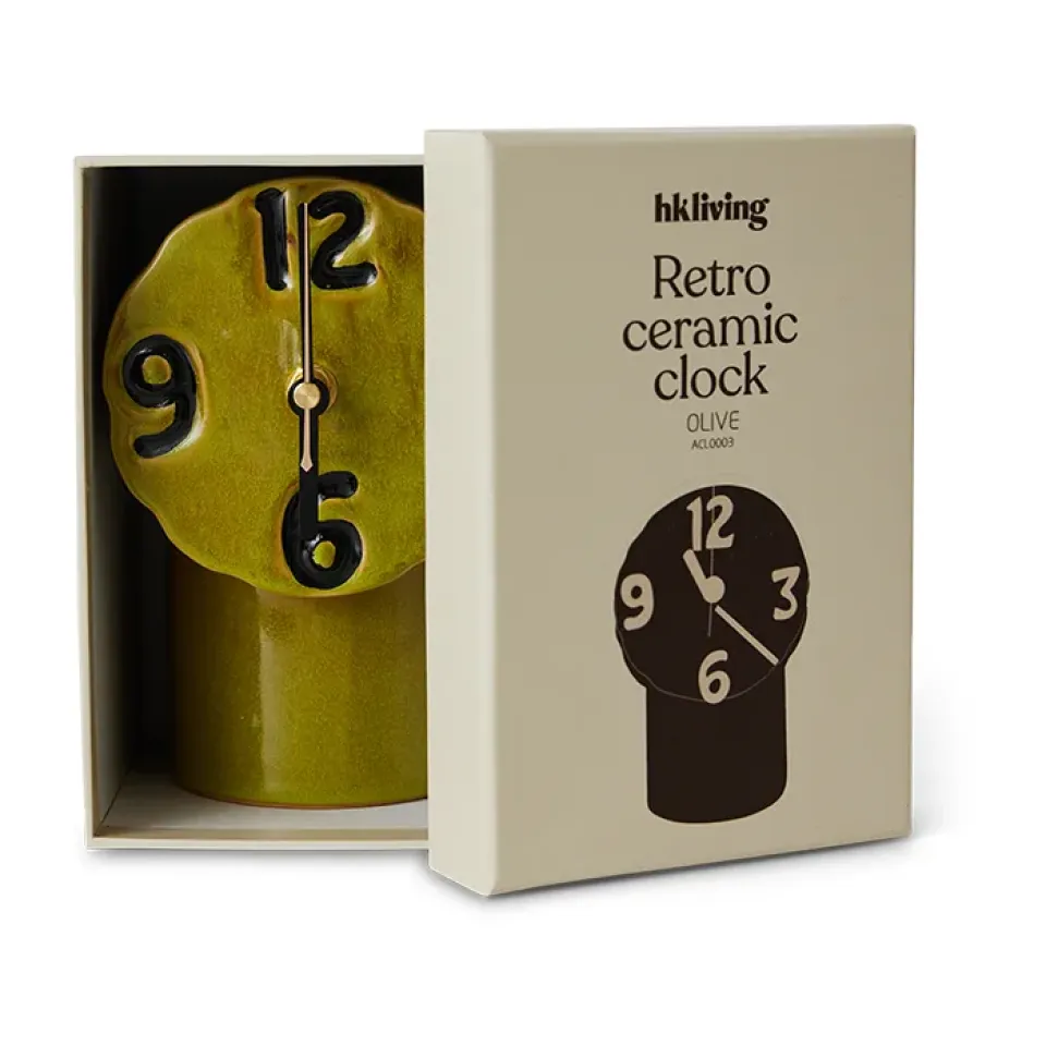Hot HKliving Reloj de cerámica retro 18 cm, Olive Verde