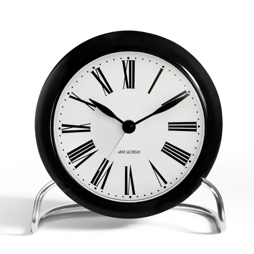 New Arne Jacobsen Clocks Reloj de mesa AJ Roman, Negro