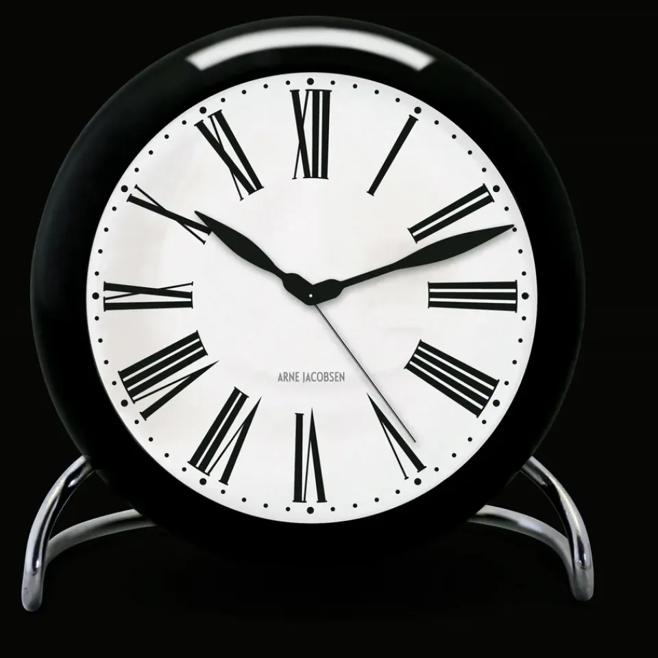New Arne Jacobsen Clocks Reloj de mesa AJ Roman, Negro
