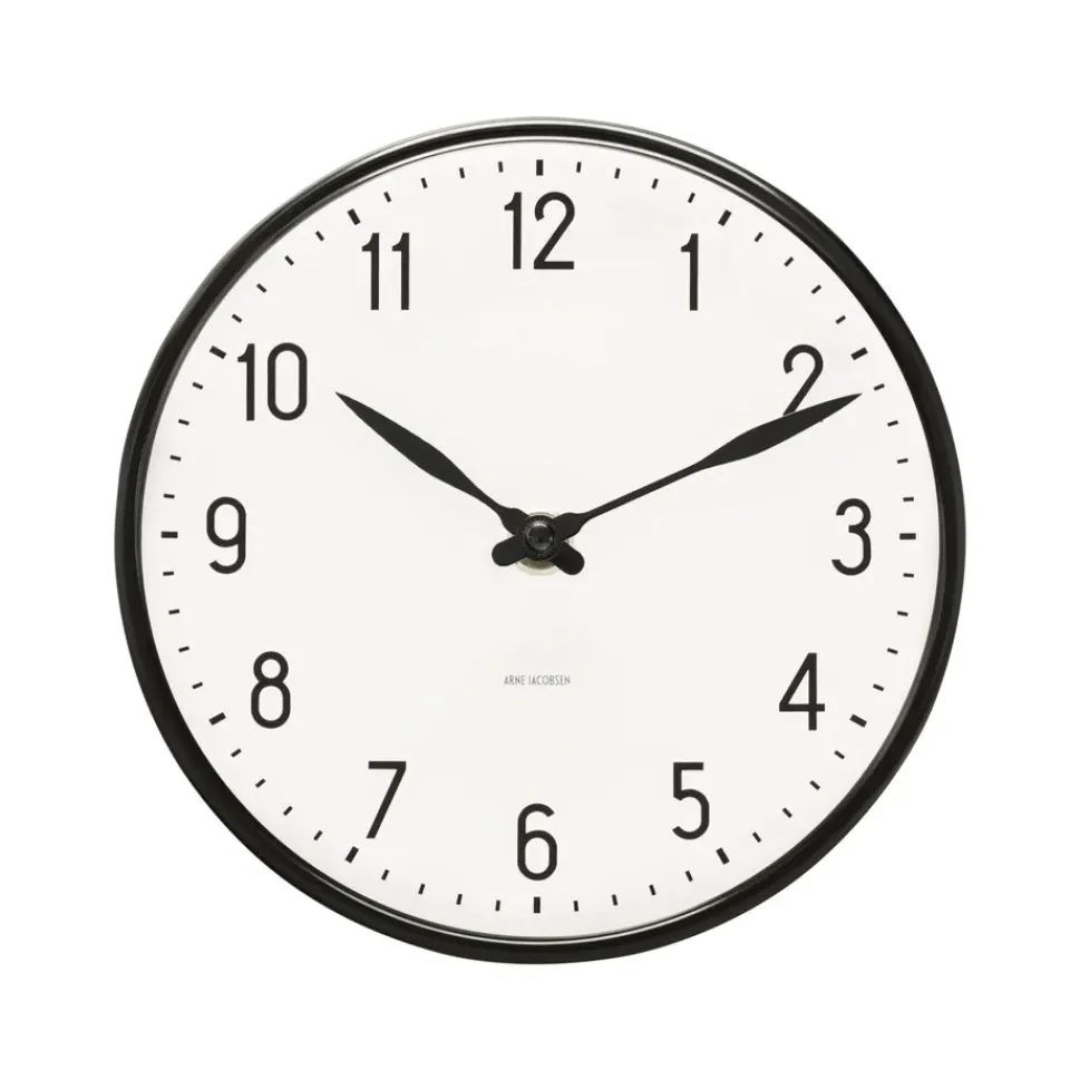 Hot Arne Jacobsen Clocks Reloj de pared AJ Station, Ø 16 cm Negro