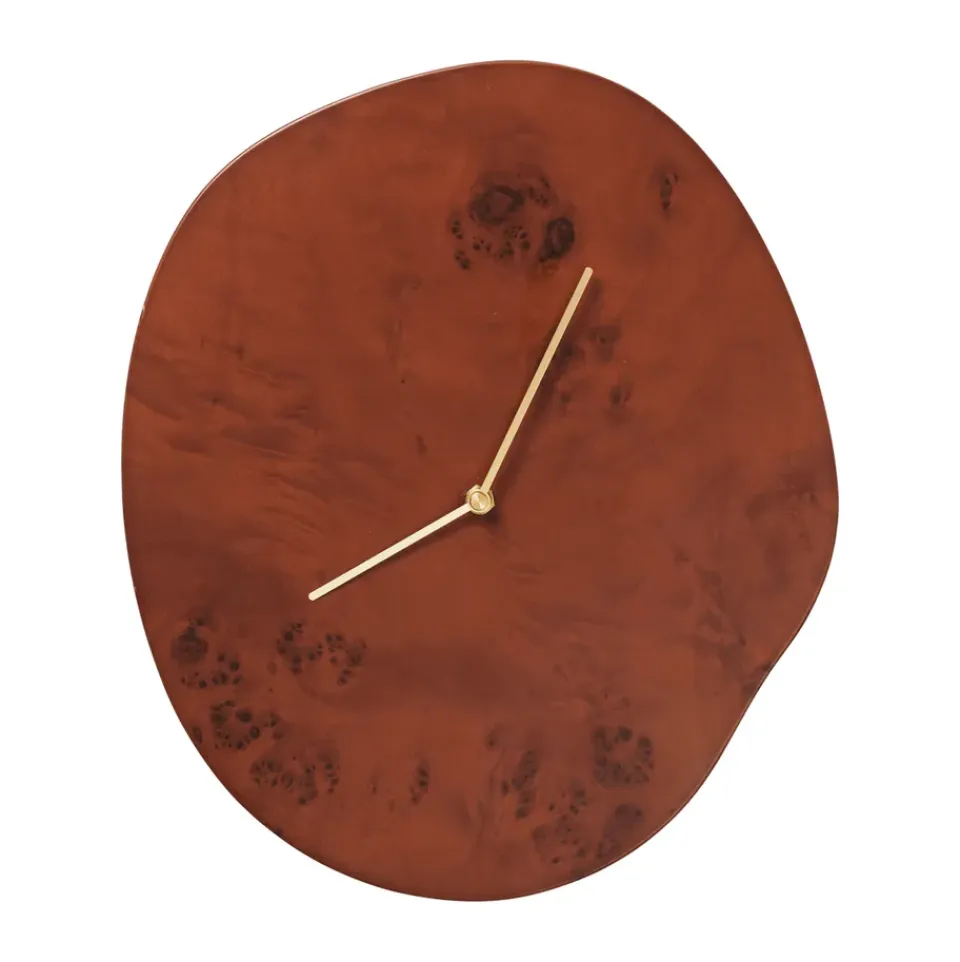 Outlet Ferm Living Reloj de pared Melt 28x33 cm, Dark stained burl Marrón