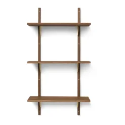 New Ferm Living Repisa Sector triple narrow, Smoked Oak, brass Marrón
