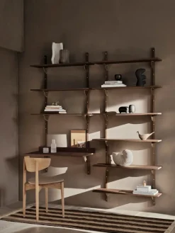 Clearance Ferm Living Repisa Sector triple wide, Smoked Oak, brass Marrón