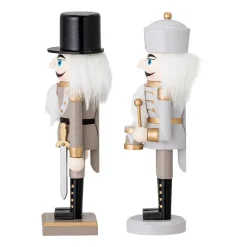 New Bloomingville Set de 2 adornos Darren nötknäppare 20,5 cm, Gold Blanco
