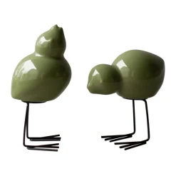 Discount DBKD Set de 2 adornos de Pascua Swedish Birds , Shiny green Verde