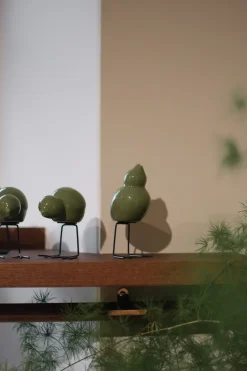 Discount DBKD Set de 2 adornos de Pascua Swedish Birds , Shiny green Verde