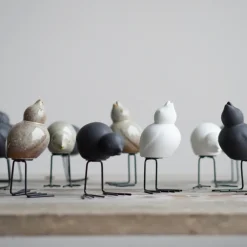 DBKD Set de 2 adornos de Pascua Swedish Birds , White Blanco