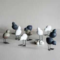 DBKD Set de 2 adornos de Pascua Swedish Birds , White Blanco